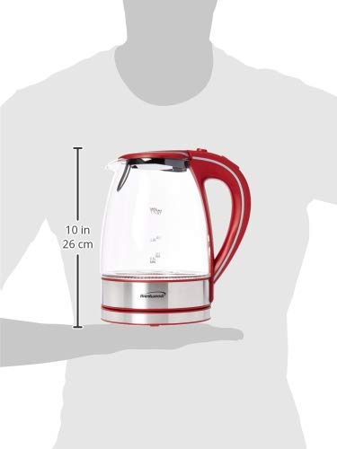 Brentwood Appliances KT-1900R Tempered Glass Tea Kettles, 1.7-Liter, Red