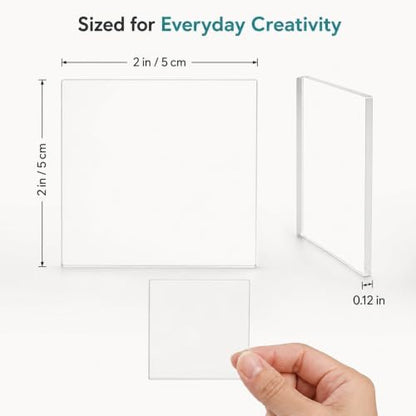 Square Clear Acrylic Fridge Magnets Kit - 20 DIY Photo Magnets with Adhesive Backing