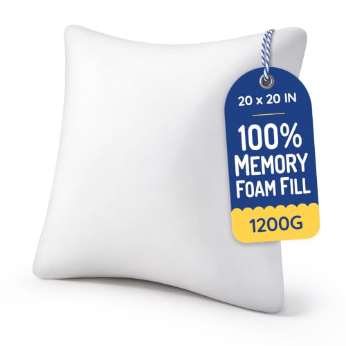 20x20 Memory Foam Throw Pillow Insert - Pack of 1, White