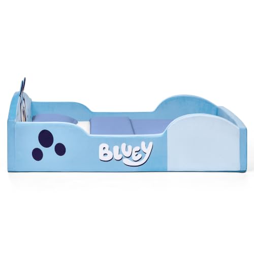 Bluey Foam Toddler Bed - Low Profile Bed Frame with Guardrails, Bluey Variation