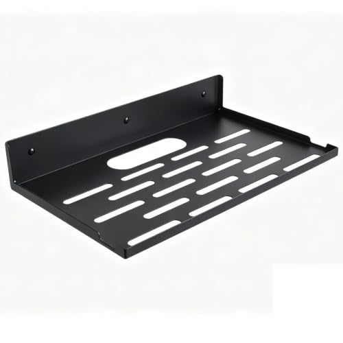 Foldable Wall-Mount Router Shelf 14" Black Metal Storage Organizer