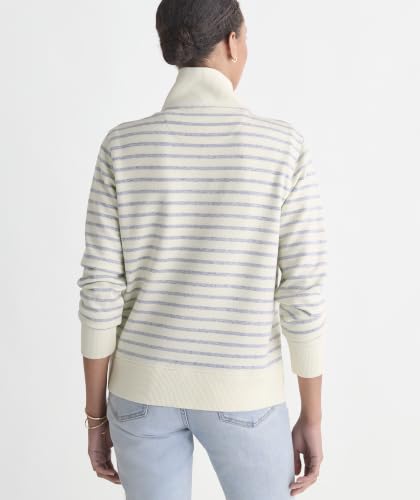 Women's Dreamcloth Quarter Zip Sweatshirt - Medium, Marshmallow/Navy