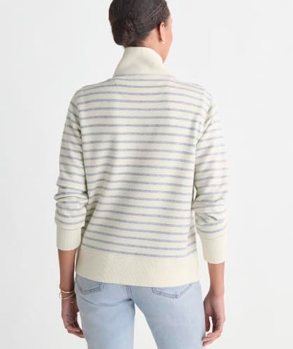 Women's Dreamcloth Quarter Zip Sweatshirt - Medium, Marshmallow/Navy