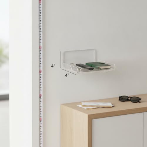 Clear Acrylic Wall Shelf - 6 x 4 Inches, Floating Wall Organizer