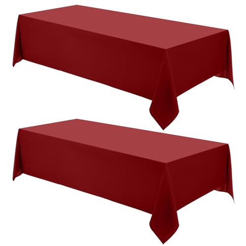 VidaFete Red Rectangle Tablecloth 90x132 Inches - 2 Pack for Dining & Events