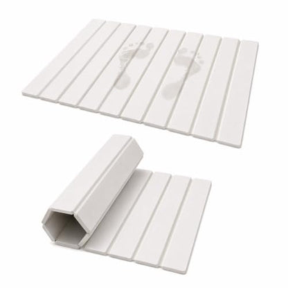 Foldable Stone Bath Mat - Diatomite Bathroom Rug in White