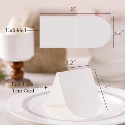 100 Pcs Arch Place Cards for Dinner & Event Table Setting - Small 3.2x4 Inches