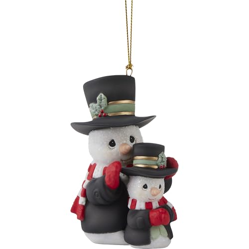 Precious Moments Snowman Christmas Ornament - Hand-Painted Bisque Porcelain, 2024 Annual Holiday Decor - Ornament