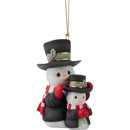 Precious Moments Snowman Christmas Ornament - Hand-Painted Bisque Porcelain, 2024 Annual Holiday Decor - Ornament