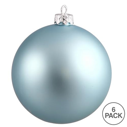4-Inch Baby Blue Matte Christmas Ornament - Shatterproof & UV Resistant - Pack of 6