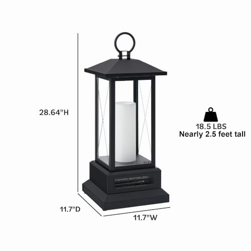 28-Inch Electric Lantern Heater with Remote Control - Black