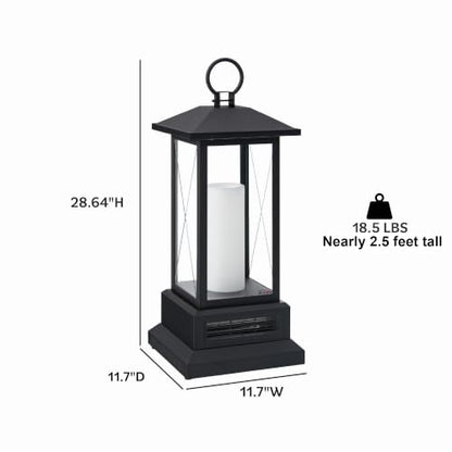 28-Inch Electric Lantern Heater with Remote Control - Black