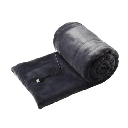 USB Heated Blanket Wearable Flannel Lap Throw 63x32 Inches Gray