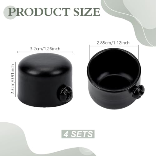 Black Curtain Rod End Caps Fits 28.5mm/1.12" Poles - Iron Finials with Screw - Replacement for Roman Curtains & Closet Rods