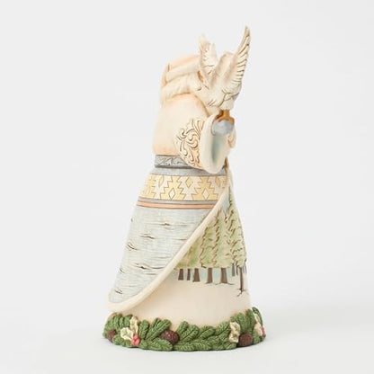 Santa Holding Owl Figurine - Handcrafted Christmas Home Decor, 8.23 Inch