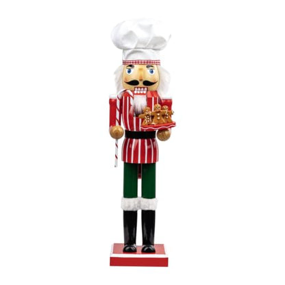 15-Inch Christmas Chef Nutcracker Figurine - Gingerbread Baking Decor