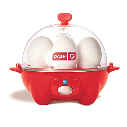 DASH Rapid Egg Cooker: 6 Egg Capacity Electric Egg Cooker for Hard Boiled Eggs, Poached Eggs, Scrambled Eggs, or Omelets with Auto Shut Off Feature - Red