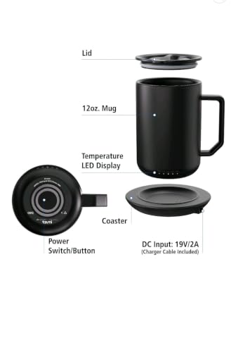 12 oz Stainless Steel Coffee Mug with Warmer Coaster and Spill-Proof Lid