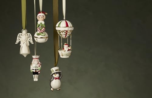 Holiday Nutcracker Ornament - Hanging Christmas Decor, Porcelain with Gold Accents - Nutcracker Ornament Variation