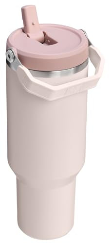 STANLEY IceFlow 2.0 Flip Straw Tumbler with Handle 40 oz | Twist On Lid and Flip Up Straw | Leak Resistant Water Bottle | Insulated Stainless Steel | BPA-Free | Rose Quartz
