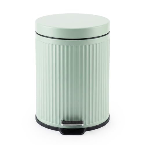 Garvee Bathroom Trash Can 5L Green with Soft Close Lid - Round Wastebasket
