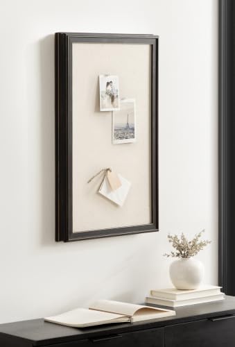 Black Linen Fabric Pinboard 15x24 Inch Wall Bulletin Board with Stepped Frame