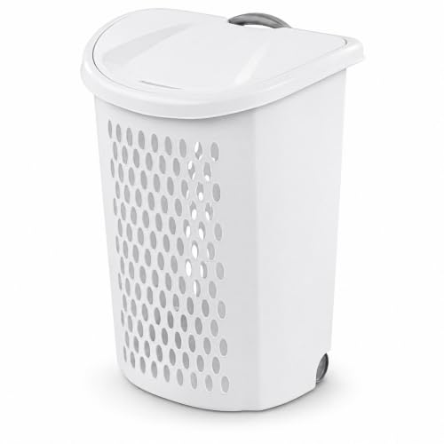 135L Wheeled Plastic Laundry Hamper with Heavy-Duty Wheels & Ventilated Design