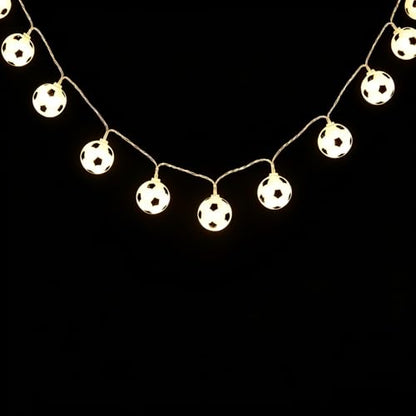 Soccer Ball String Lights 16.4Ft/5M Warm White - Battery Operated, 50 LED, Sports Themed Decor