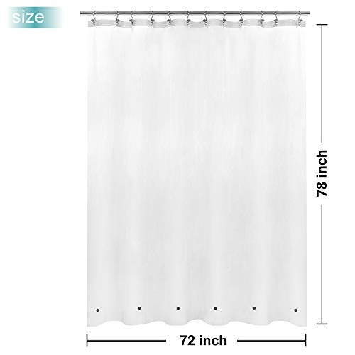 Mrs Awesome Clear Orange Shower Curtain Liner with 3 Magnets, 72x72 Premium Flexible Sturdy Plastic Shower Curtain for Bathroom Lightweight & Waterproof, Clear Orange