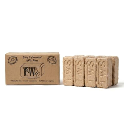TWS Kiln Dried Pizza Wood Blocks 8-Pack - Natural Fire Logs for Fireplace & Fire Pit