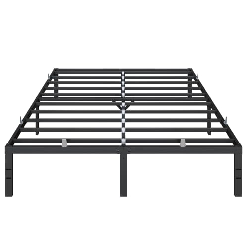 Queen Size Metal Bed Frame - 14 Inch Platform Bed with Support & Under-Bed Storage