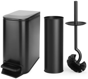 Cesun Toilet Brush and Holder Set | 1.6 Gallon Trash Can for Effortless Bathroom Cleaning