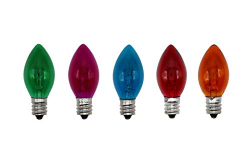 Creative Hobbies Transparent Box of 25 Colored Light Bulbs - Blinking C7 Candelabra Base