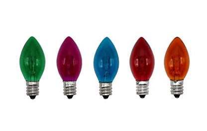 Creative Hobbies Transparent Box of 25 Colored Light Bulbs - Blinking C7 Candelabra Base
