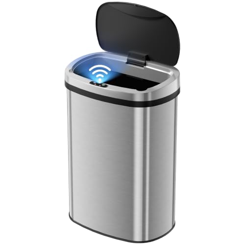 Touchless Stainless Steel Trash Can 13 Gallon - Silver / 50L