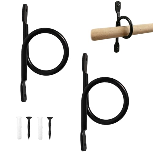 2 Pack Metal Curtain Rod Holders for 1.5 Inch Diameter Rods - Black, Rust-Proof