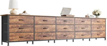Large Rustic Brown 94.5 Inch Extra Long Dresser for Bedroom Storage