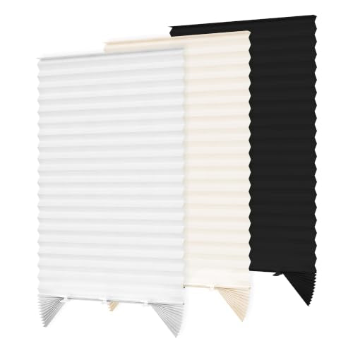 Temporary Blackout Window Blinds Shades 24 W x 71 H White - No Drill Adhesive Design