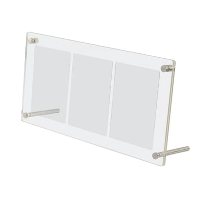 Acrylic Photo Frame with 3 Card Slots - Horizontal Vertical Display Stand