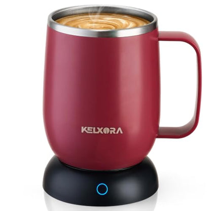 Coffee Mug Warmer Set with 16oz Stainless Steel Mug, Red - Fast Heating, Adjustable Temp