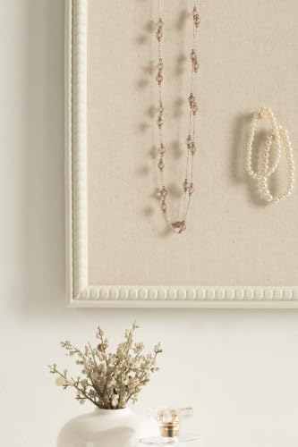 White 15x24 Inch Beaded Linen Fabric Pinboard - Kate and Laurel Makenna