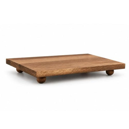 Wood Pedestal Stand for Kitchen Counter 11.81 x 7.0 x 1.5 Inches - Rustic Wooden Display Tray