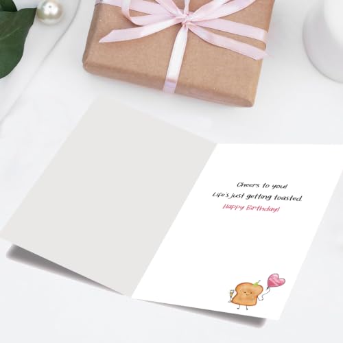 White Birthday Card for Besties & Family - Funny Toast Pun Gift