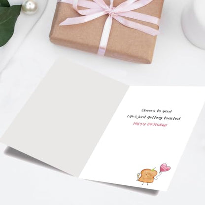 White Birthday Card for Besties & Family - Funny Toast Pun Gift