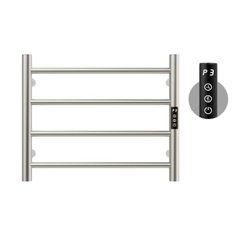 Brushed Nickel 4-Bar Wall Mounted Heated Towel Rack - Small Towel Warmer