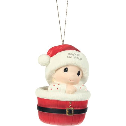 Baby's First Christmas Ornament - Bisque Porcelain Keepsake - Santa Baby