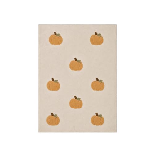 Cream White Tufted Pumpkin Flannel Throw Blanket - Fall Seasonal Decor
