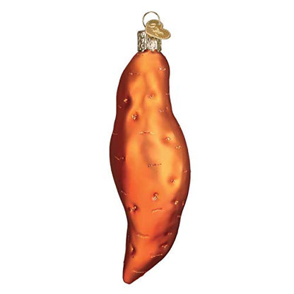 Sweet Potato Glass Christmas Ornament - Handcrafted Holiday Decoration 1.5 x 1.5 x 5 Inches