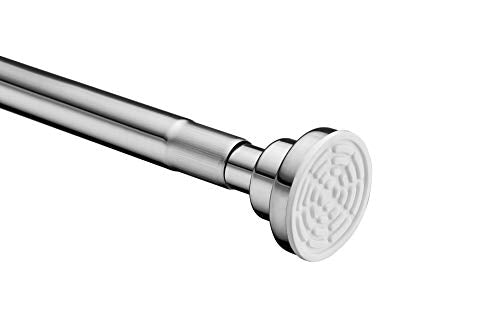 ANZZI 35-55 Inches Shower Curtain Rod with Shower Hooks in Brushed Nickel, Adjustable Tension Shower Doorway Curtain Rod, Rust Resistant No Drilling Anti-Slip Bar for Bathroom, AC-AZSR55BN