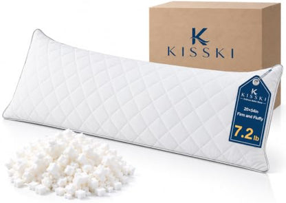 KISSKI Cooling Body Pillow for Adults - Cloud White Memory Foam Long Pillow